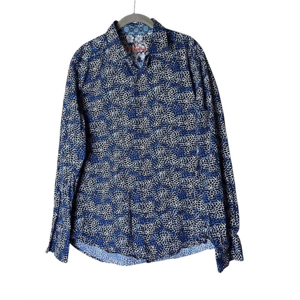 Robert Graham Mens Shirt Size XL Classic Fit Baltic Long Sleeve Blue Cotton